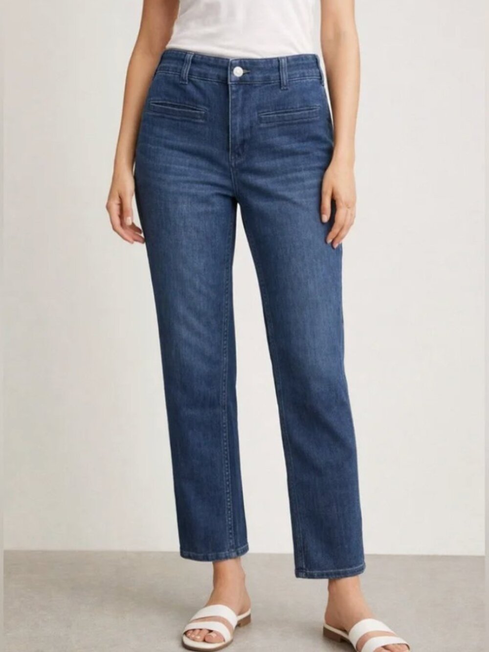 Maeve Anthropologie High Rise Straight Leg Medium Wash Ankle Denim Jeans size 28